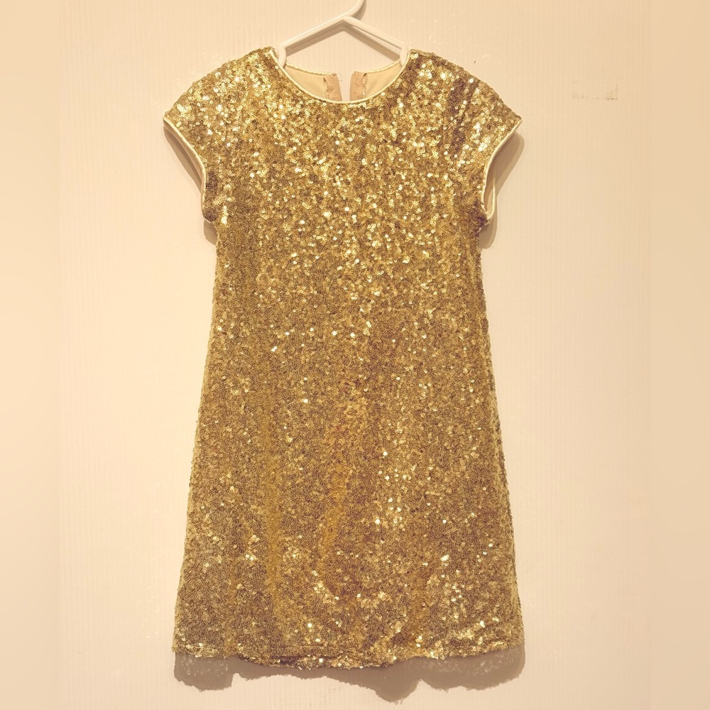 Gold Sequin Cap Sleeve Dress - Picture 1 of 4